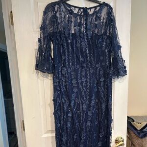 Adrianna Papell Midnight Blue Embellished Gown